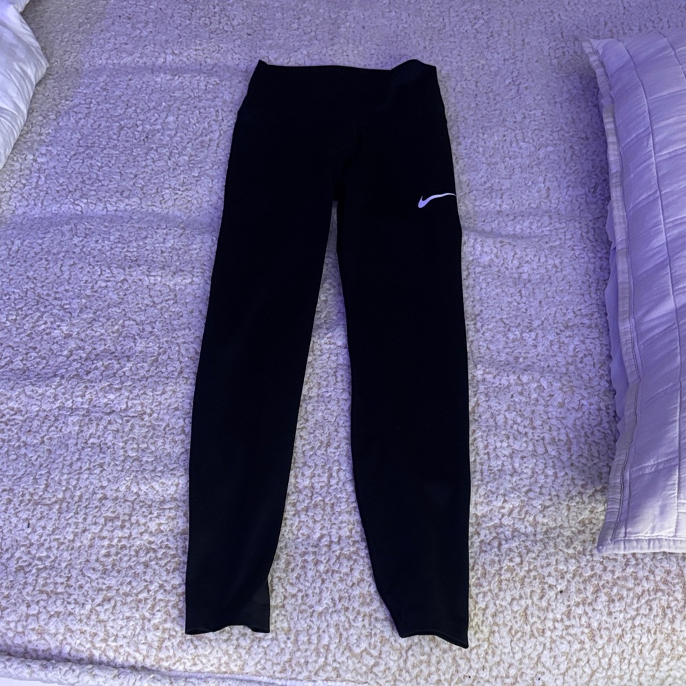 Nike Kids Black Leggings with White Swoosh